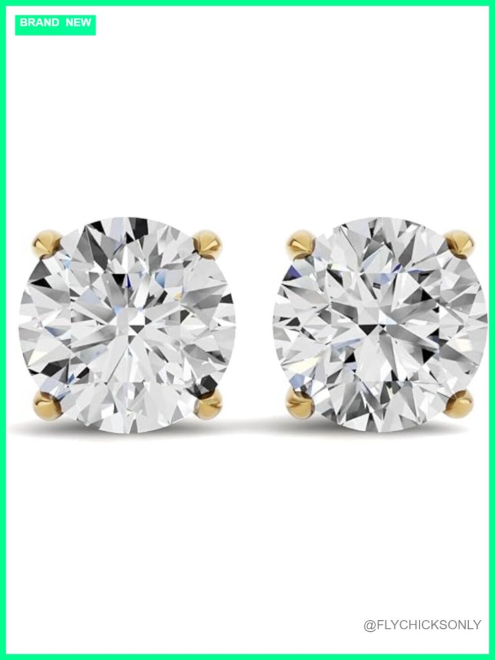14K Gold Lab Grown Diamond Stud Earrings Screw Back 4-Prong